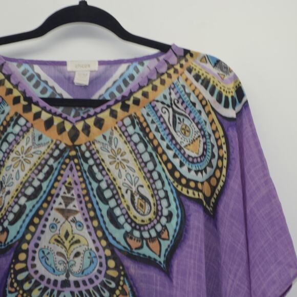Chico's Small Medium Purple Sheer Blouse Boho Up Top - Picture 6 of 13